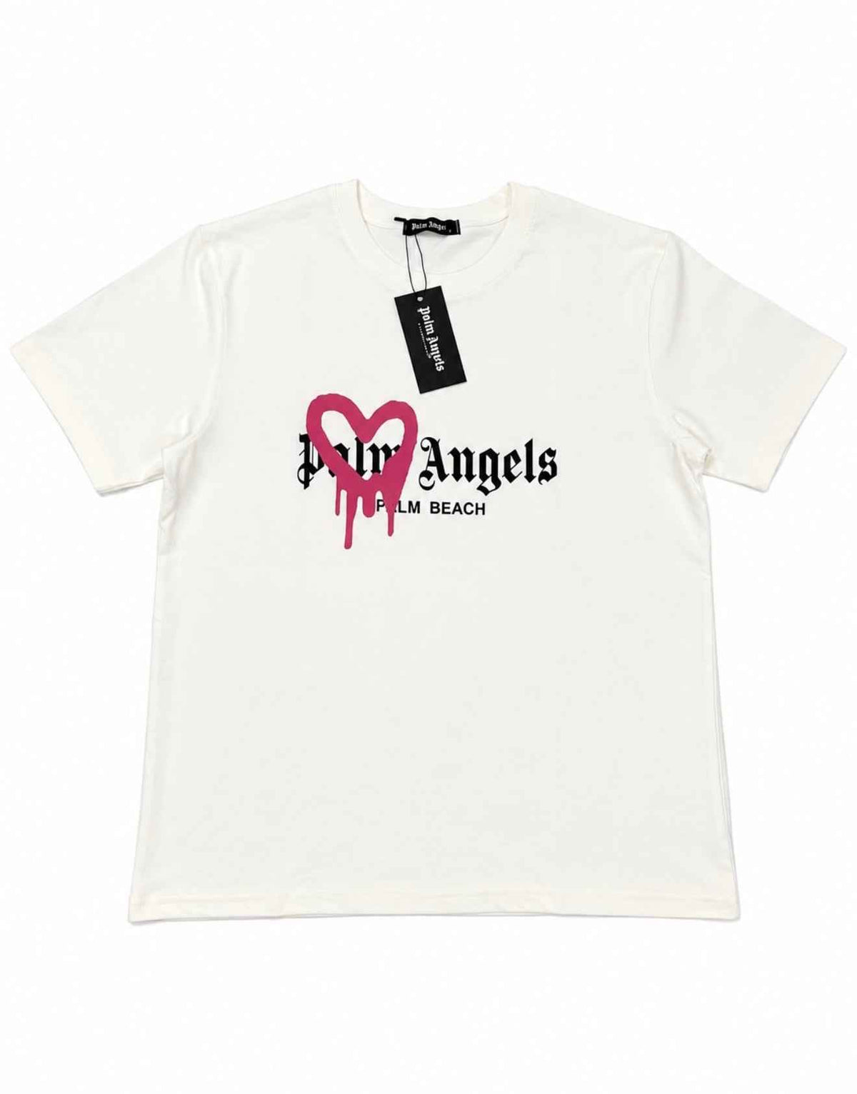 Palm Angels Beach Sprayed Tee 'White/Fuchsia'