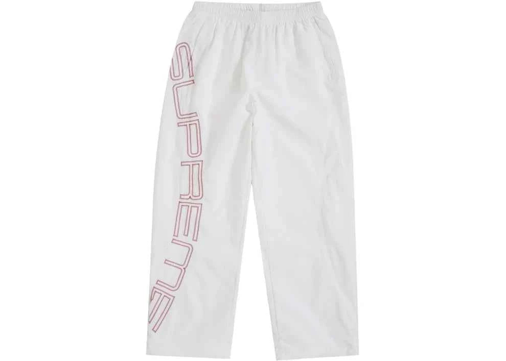 Supreme Embroidered Spellout Track Pants "White"