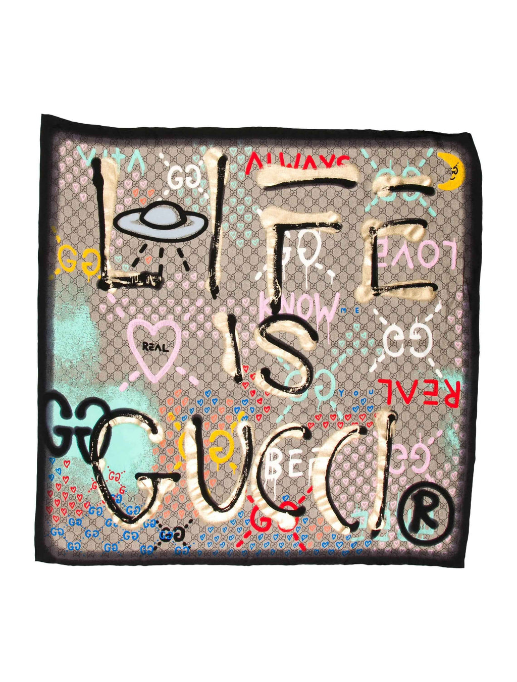 GUCCI Life Is Gucci Silk Scarf