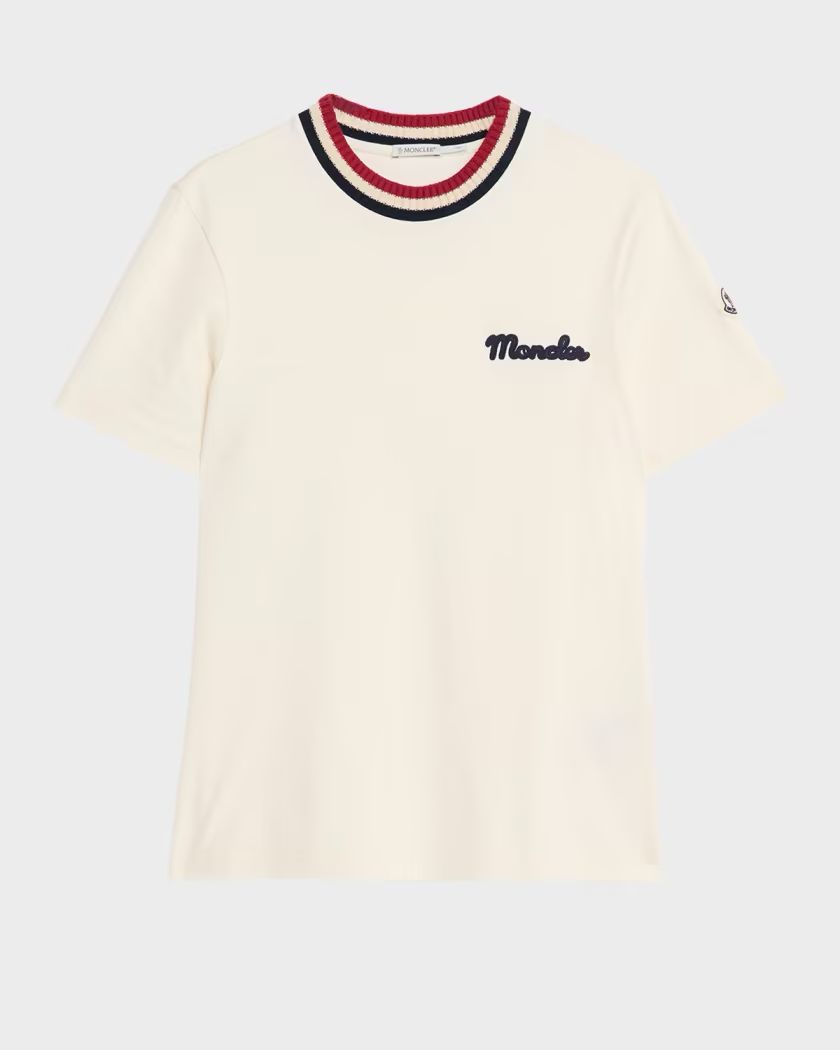 Moncler Men's Jersey Stripe-Ribbed Crewneck T-Shirt