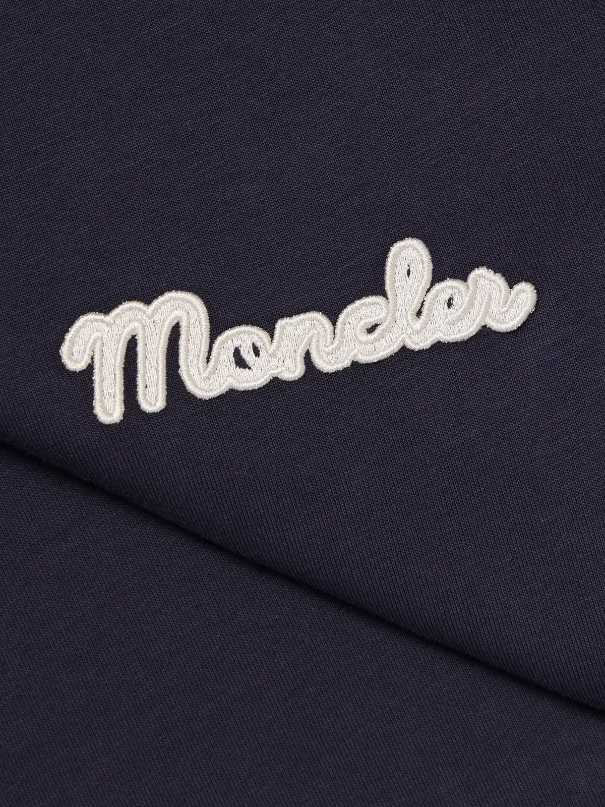 Moncler Men's Jersey Stripe-Ribbed Crewneck T-Shirt navy blue