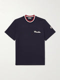 Moncler Men's Jersey Stripe-Ribbed Crewneck T-Shirt navy blue