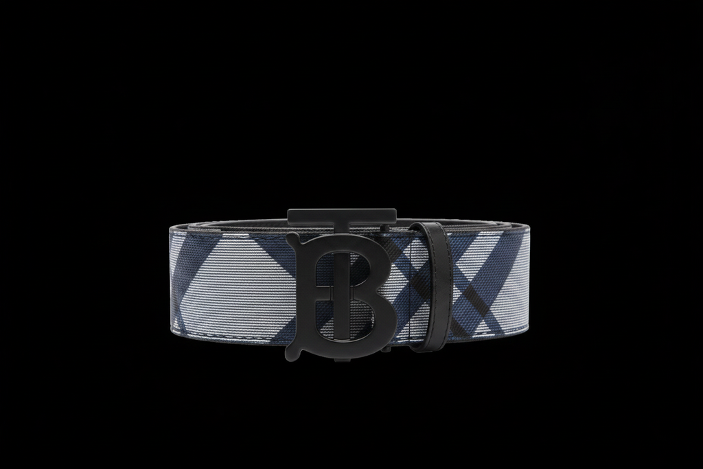 Burberry Check Belt Black Background