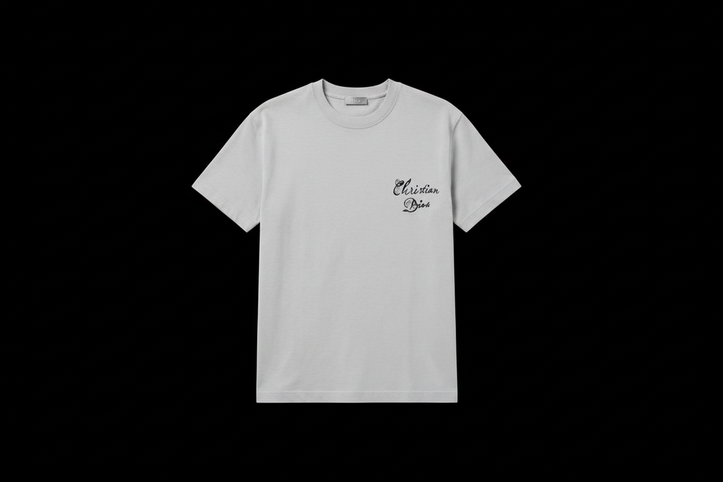 Christian Dior Script Tee Black Background