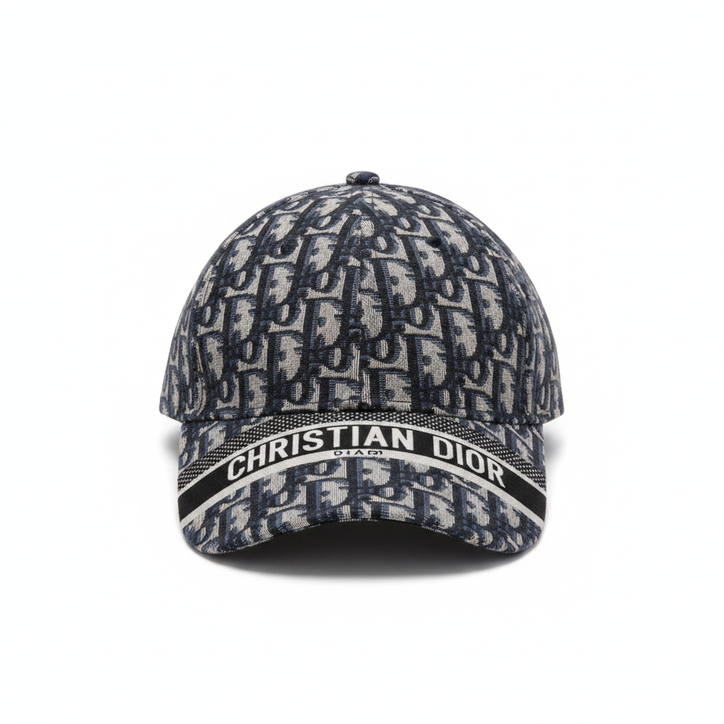 Christian Dior Oblique Cap — Navy Blue