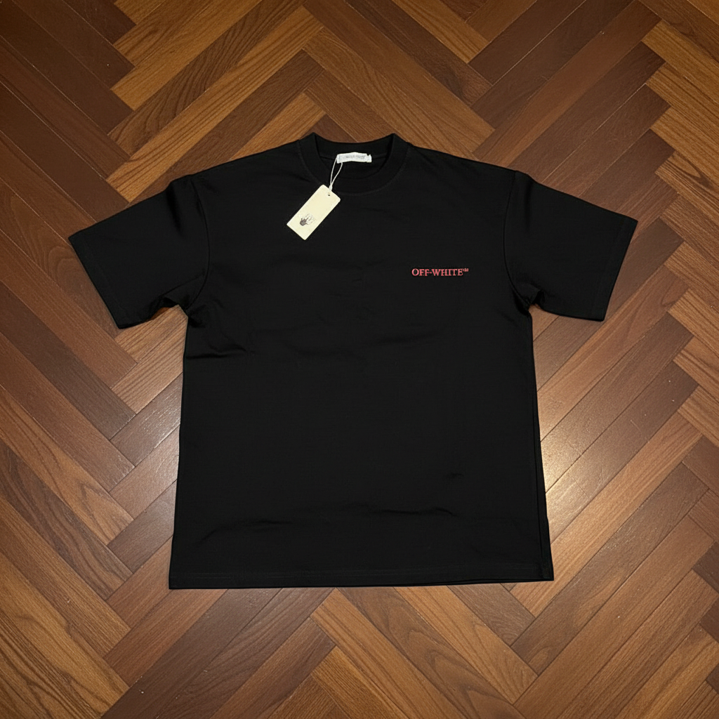 Off-White Black Tee Front - Luxury Floor