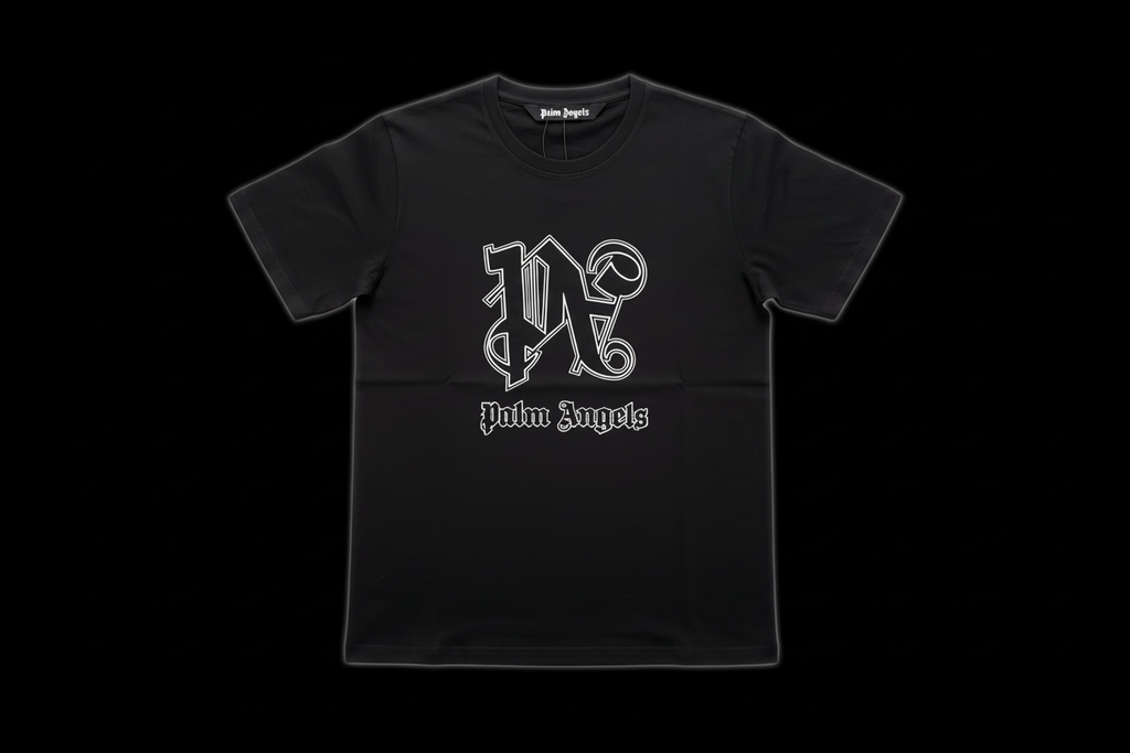 Palm Angels PA Monogram Tee Black Background