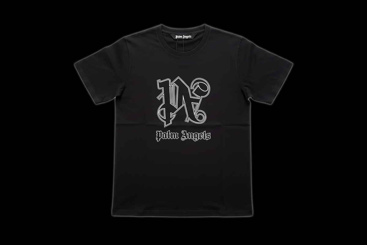 Palm Angels PA Monogram Tee Black Background