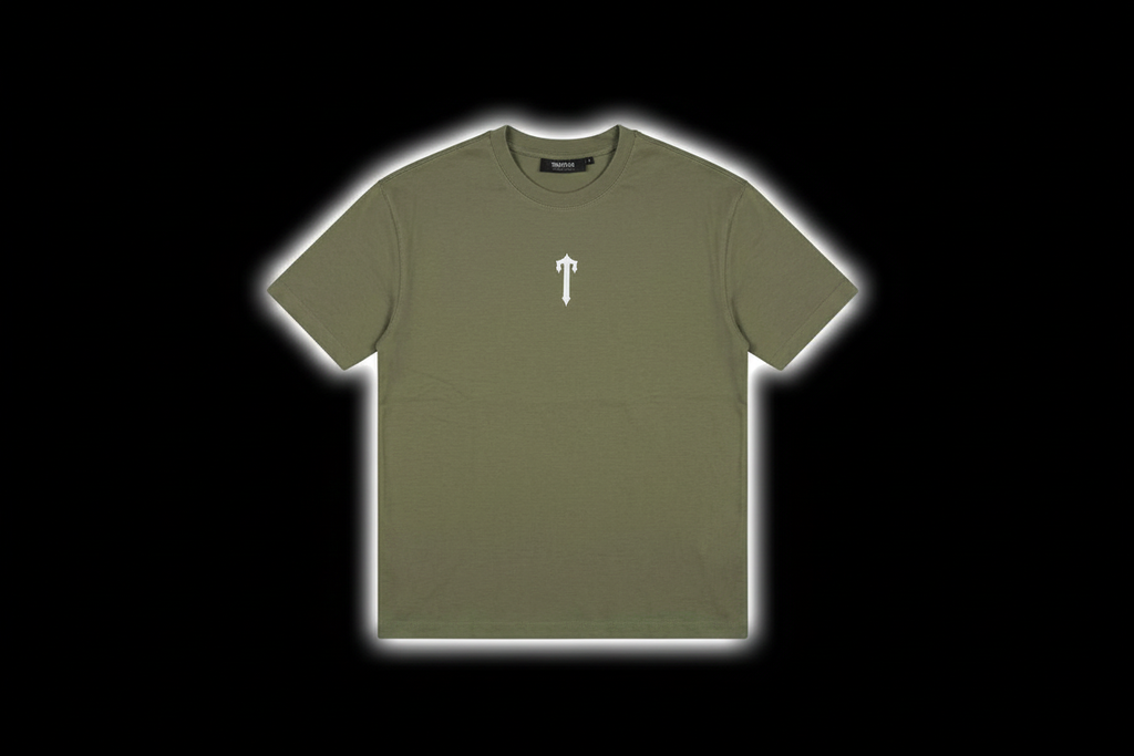 Trapstar Olive Green T-Logo Tee Black Background