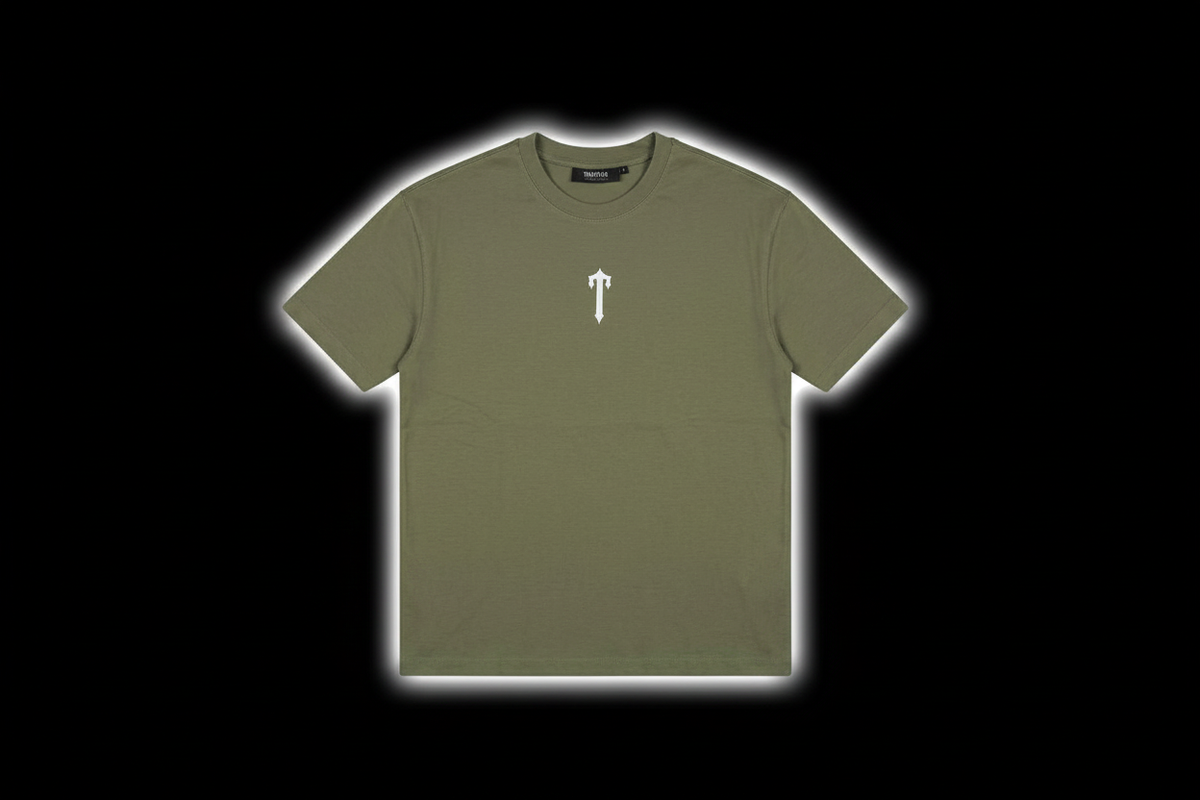 Trapstar Olive Green T-Logo Tee Black Background