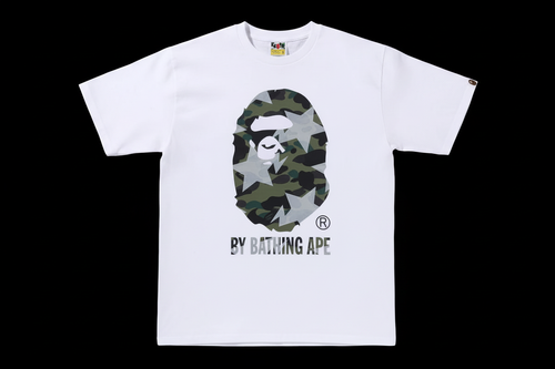 White BAPE Camo Star Tee Black Background